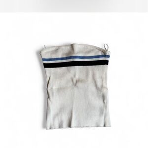 Pull&Bear Ribbed Tube Top with Blue, Black, and White Stripes